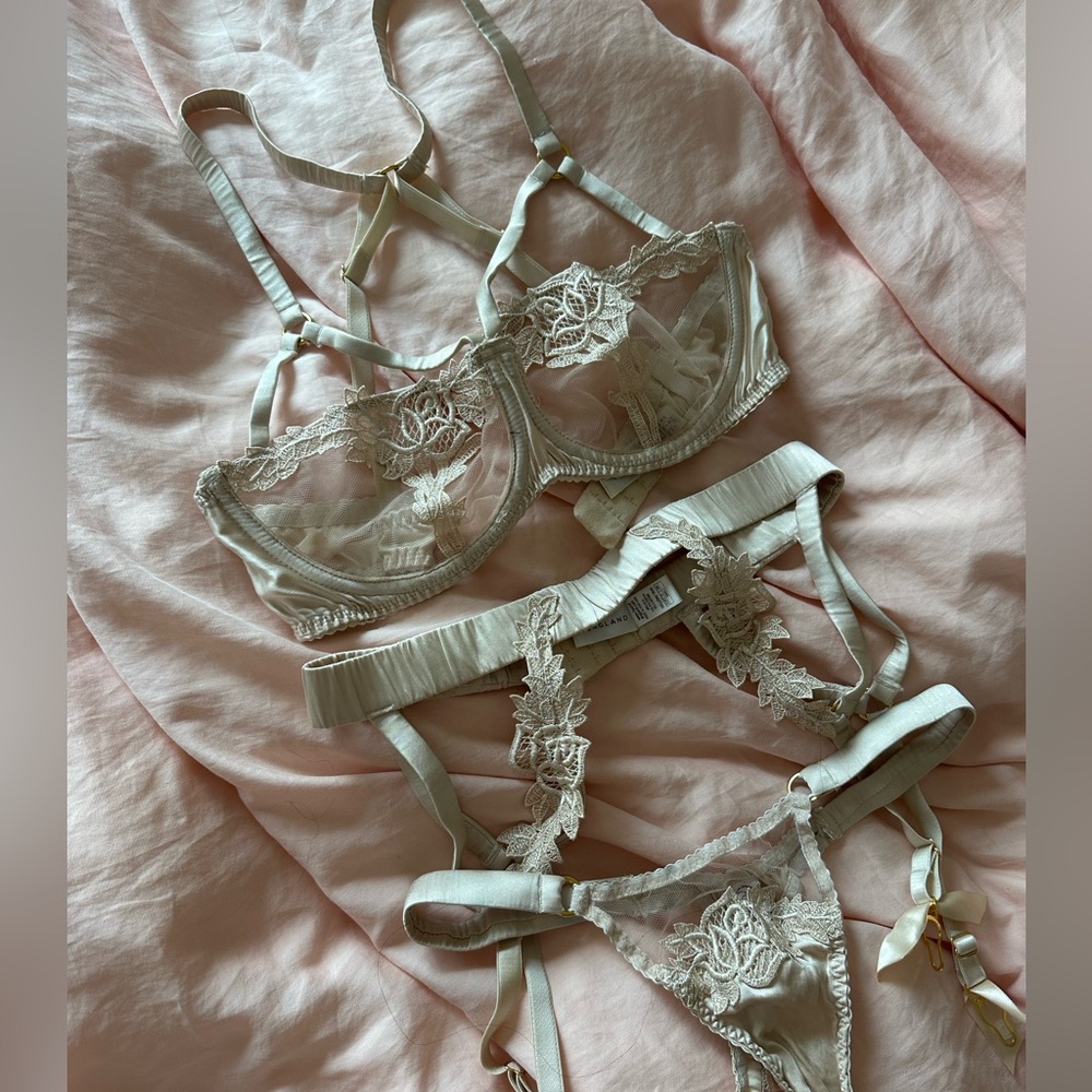 Fleur of England strap balconette bra garter and thong
